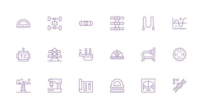 Engineering Set with 18 Minimal Line Icons Pixel Perfect Icon Set vector