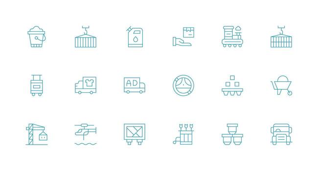 Transporting featuring 18 Icons in Minimal Line Design Clear and Concise Icon Set Collection vector