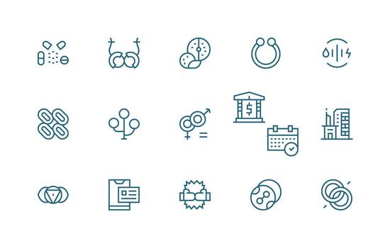 Combined Set with 15 Regular Line Icons Web and App Icon Pack Collection vector