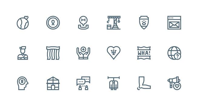 Support Design Icons featuring 18 in Strong Stroke Line Style Icon Pack for UI vector