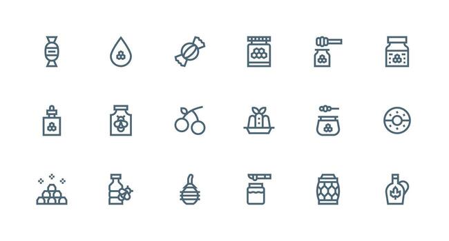 Strong Stroke Line Style Sweetener Icons with 18 Vectors Fully Editable Icon Set for Web