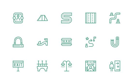 Pathway Set with 15 Regular Line Icons Fully Editable Icon Set for Web vector