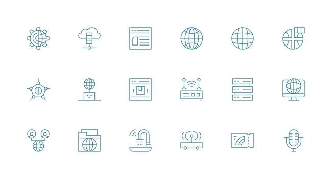 Internet Icon Collection with 18 Minimal Line Designs Simple Icon Pack vector