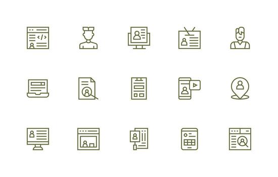 15 Regular Line Designs for User Data Icons Flexible Icon System for Web Interfaces vector