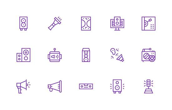 15 íconos para sonido sistema en regular línea formato alta resolución íconos para ninguna plataforma vector