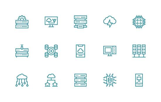 15 regular línea vectores para informática tema completamente editable icono conjunto para web