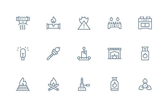 Regular Line Icons from Fire Set with 15 Vectors High-Resolution Icons for Any Platform
