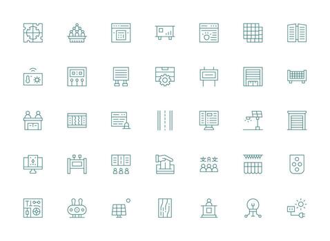 panel icono conjunto con 35 ligero línea gráficos rápido acceso íconos para ui desarrollo vector
