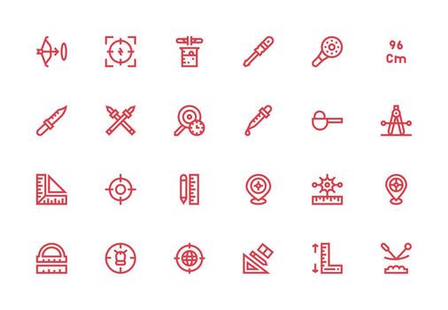 Precise Icon Set with 24 Thick Line Line Graphics Style Icon Set vector