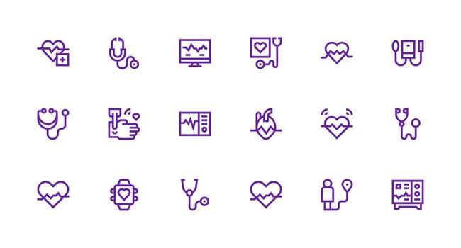 fuerte carrera línea estilo legumbres íconos con 18 vectores todas dispositivo compatible icono conjunto