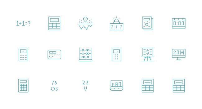 números icono colección con 18 mínimo línea diseños de múltiples fines icono paquete para plantillas vector