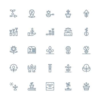 25 Medium Stroke Outline Style Icons from Seedling Collection UI Icon Set vector