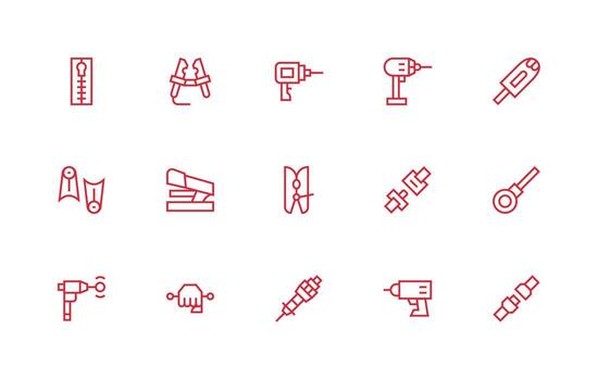 Fastening Visual Pack containing 15 Regular Line Icons All Device Compatible Icon Set vector