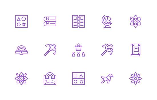 15 regular línea vectores para educativo tema equilibrado icono conjunto para funcional diseño