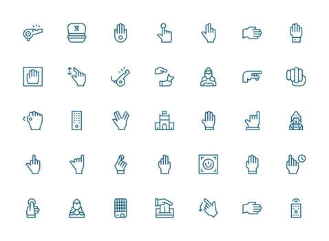 mando presentando 35 íconos en regular limpiar línea diseño icono paquete vector