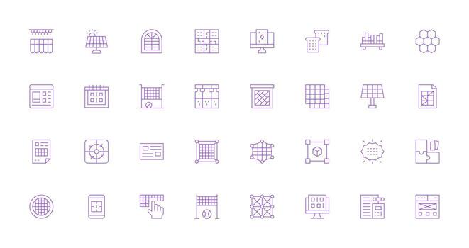 Thin Line Style Grid Icons with 32 Vectors Multi-Purpose Icon Pack for Templates