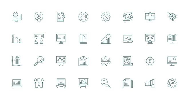 32 íconos para métrica en Delgado línea formato bien estructurado íconos para creativo utilizar vector