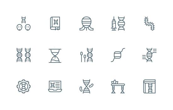 15 Regular Line Icons for Genetic Graphics Core Icon Collection for Daily Tasks vector