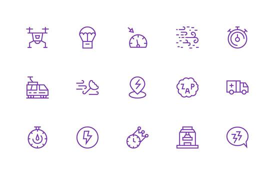 regular línea estilo rápido íconos con 15 vectores web icono colección