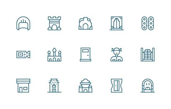 15 Icons for Entrance in Regular Line Format Interface Icon Collection vector