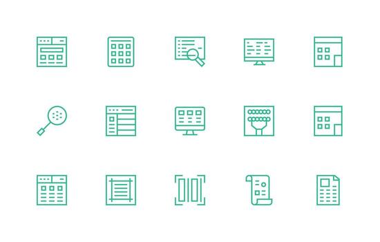 15 Regular Line Icons for Rows Graphics Icon Set vector