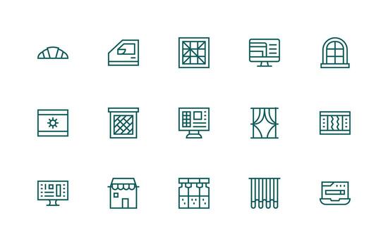 Regular Line Icons from Window Set with 15 Vectors App Icon Pack