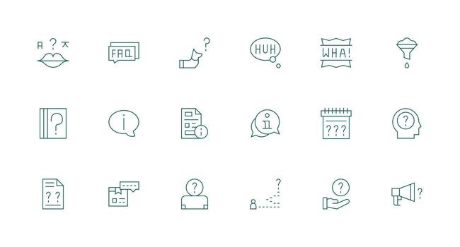 18 Icons for Clarification in Minimal Line Format Compact Icon Set vector