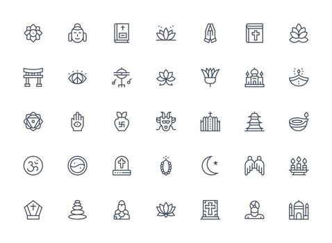 Regular Clean Line Icons from Spiritual Set with 35 Vectors UI Icon Set