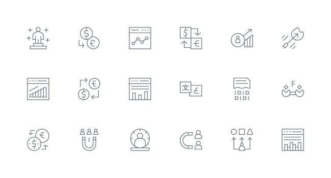 18 mínimo línea vectores para conversión tema web y aplicación icono paquete colección