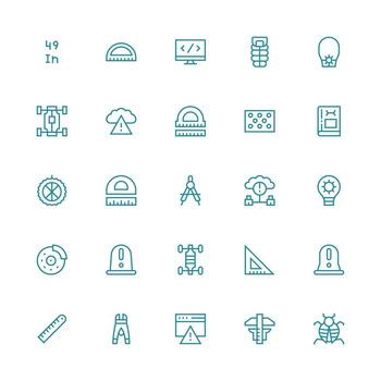 Technical Set with 25 Medium Stroke Outline Icons High-Resolution Icons for Any Platform vector