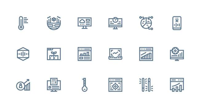 Analytics Icon Set with 18 Strong Stroke Line Graphics Detailed Icon Collection for Design Systems vector