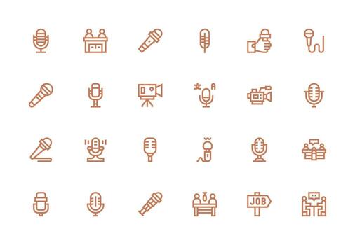 Interview Icon Collection with 24 Thick Line Line Designs Multi-Purpose Icon Set vector