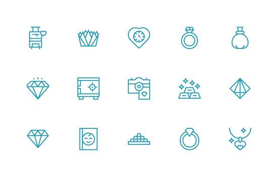 15 regular línea vectores para precioso tema reutilizable icono conjunto