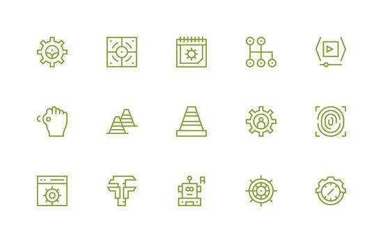 15 Icons for Control in Regular Line Format Design Icon Pack vector