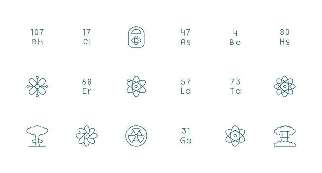 18 mínimo línea diseños para atómico íconos mínimo icono conjunto para interfaz proyectos vector