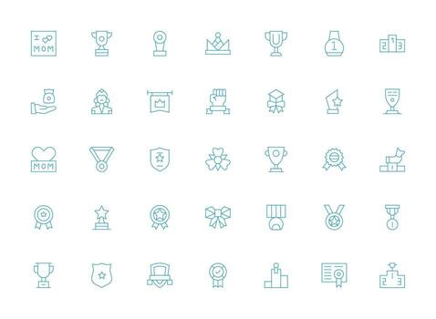 35 Icons for Honor in Light Line Format Flexible Icon System for Web Interfaces vector