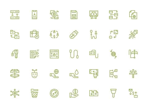 Regular Clean Line Icons from Transfer Set with 35 Vectors General Use Icon Pack