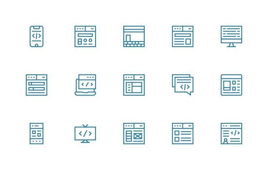 15 Regular Line Icons for Html Graphics Scalable Icon Pack vector