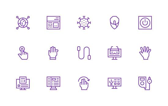 15 regular línea vectores para interfaz tema sencillo íconos para interfaz y wireframes