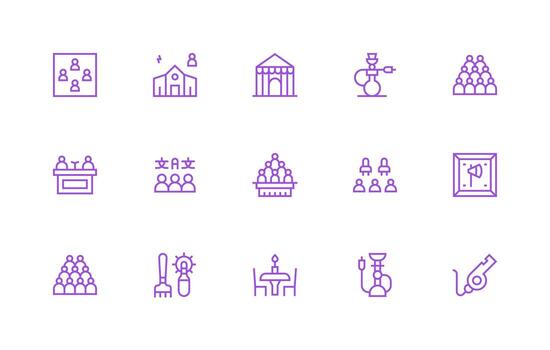 Gathering Icon Set with 15 Regular Line Graphics Balanced Icon Set for Functional Design vector