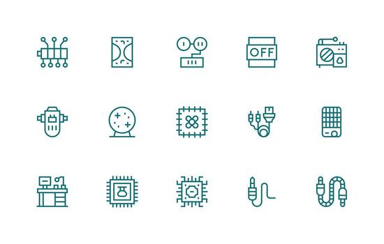 Electronics including 15 Regular Line Illustrations Icon Set for Apps vector