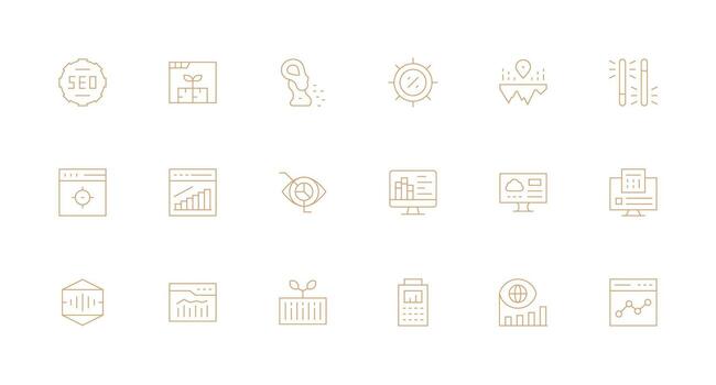 Minimal Line Style Analytics Icons with 18 Vectors Quick Access Icons for UI Development
