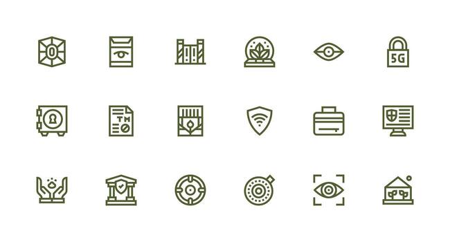 Protected featuring 18 Icons in Strong Stroke Line Design Functional Icon Series vector