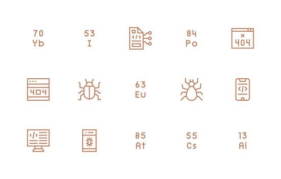 Code Icon Collection with 15 Regular Line Designs Icon Set for Projects vector