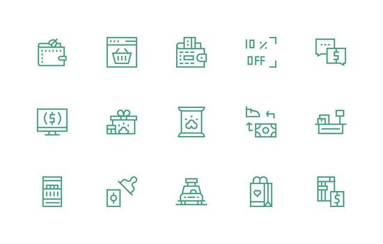 15 Icons for Purchase in Regular Line Format Compact Icon Pack vector