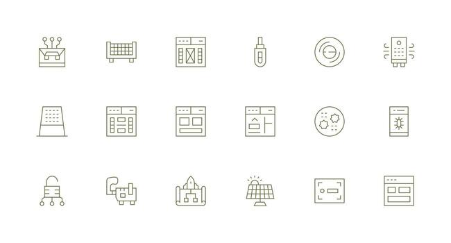 18 mínimo línea diseños para módulo íconos escalable icono paquete vector