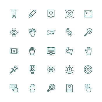 Highlight Design Icons featuring 25 in Medium Stroke Outline Style Scalable Icon Pack vector