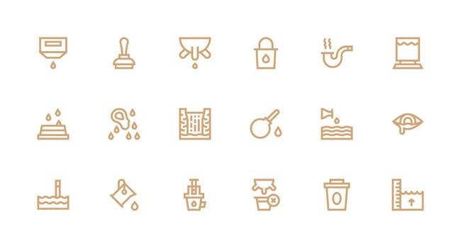 Overflow Icon Set with 18 Strong Stroke Line Graphics Glyph Icon Series vector