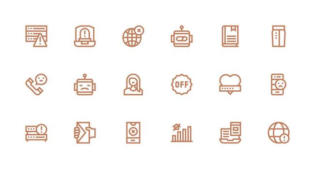 18 Strong Stroke Line Vectors for Offline Theme Flexible Icon System for Web Interfaces