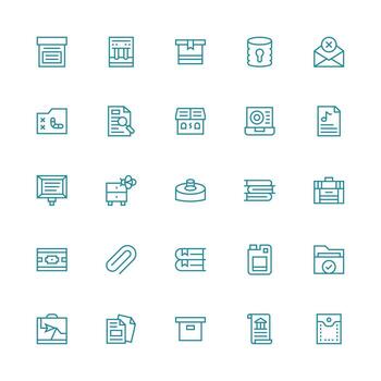 archivo icono conjunto con 25 medio carrera contorno gráficos claro y conciso icono conjunto colección vector